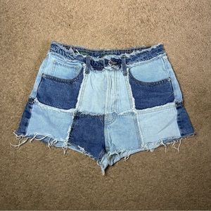 Patchwork Denim Shorts